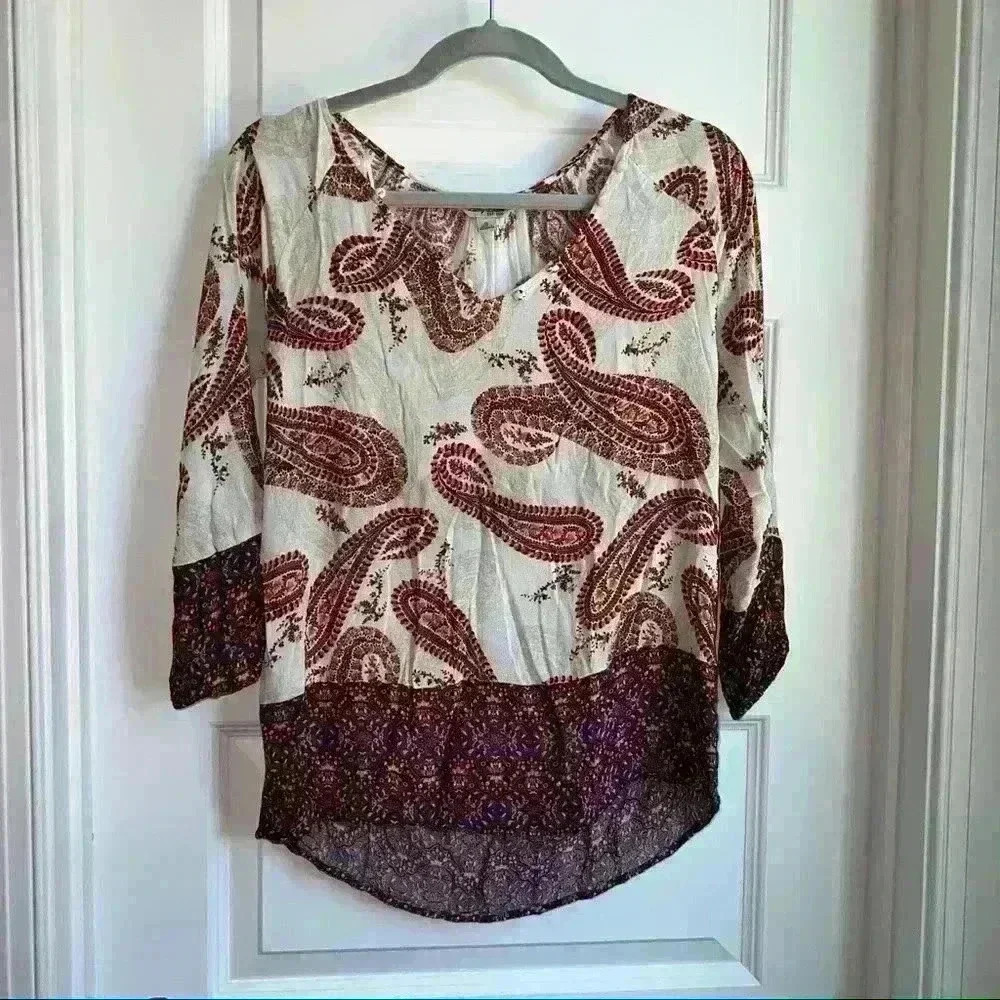 Lucky Brand Paisley Print Top Size S Small